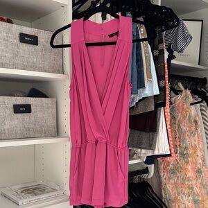 BCBG Max Azria XS Fuschia Sleeveless V-Neck Sheer Romper